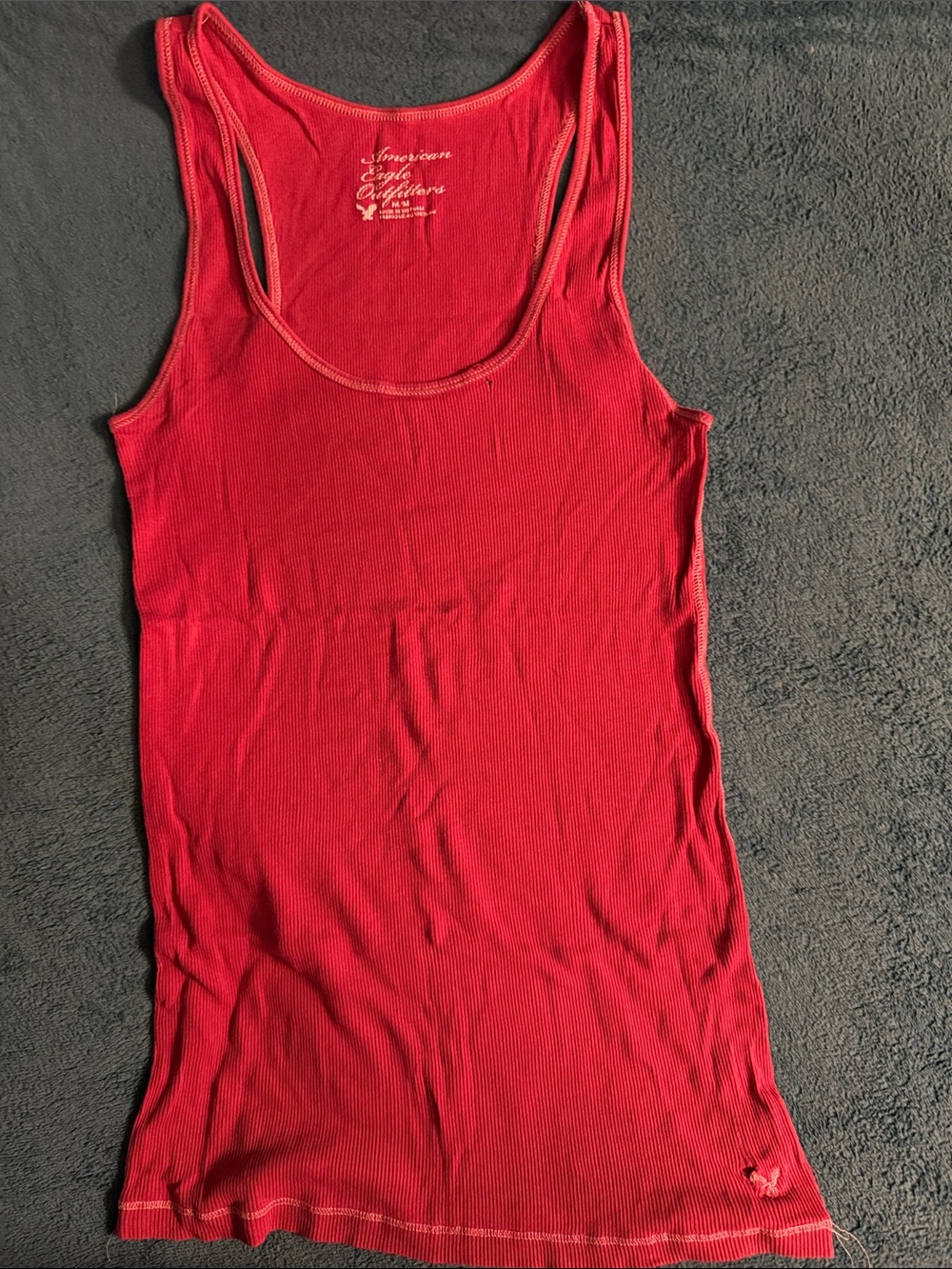 Distressed Vintage American Eagle Outfitters Dark Red Ribbed Scoop Tank
